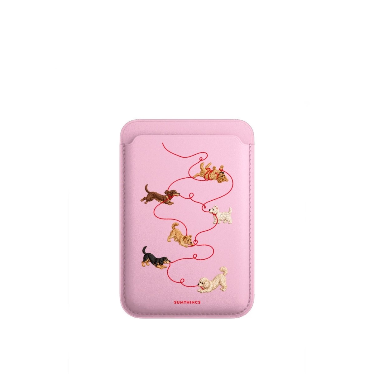 Puppy MagSafe Deri Cüzdan Wallet Pembe - Sumthincs