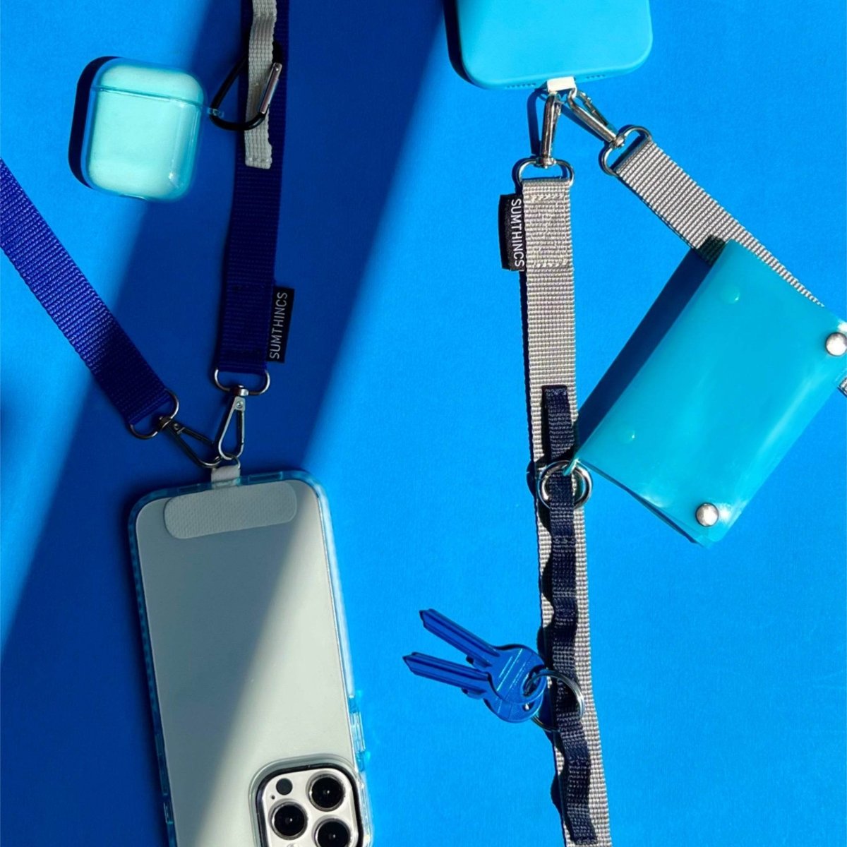 Red and Sand Pink Utility Hoop Strap Telefon Boyun Askısı - SUMTHINCS