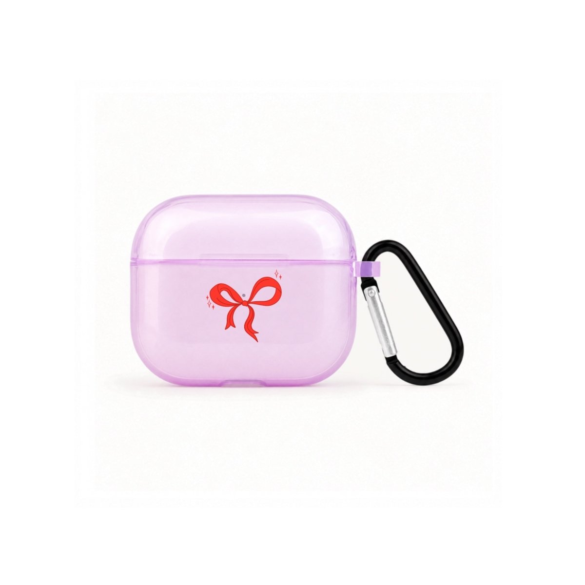 Red Bow AirPods 3 Şeffaf Silikon Kılıf Lila - Sumthincs