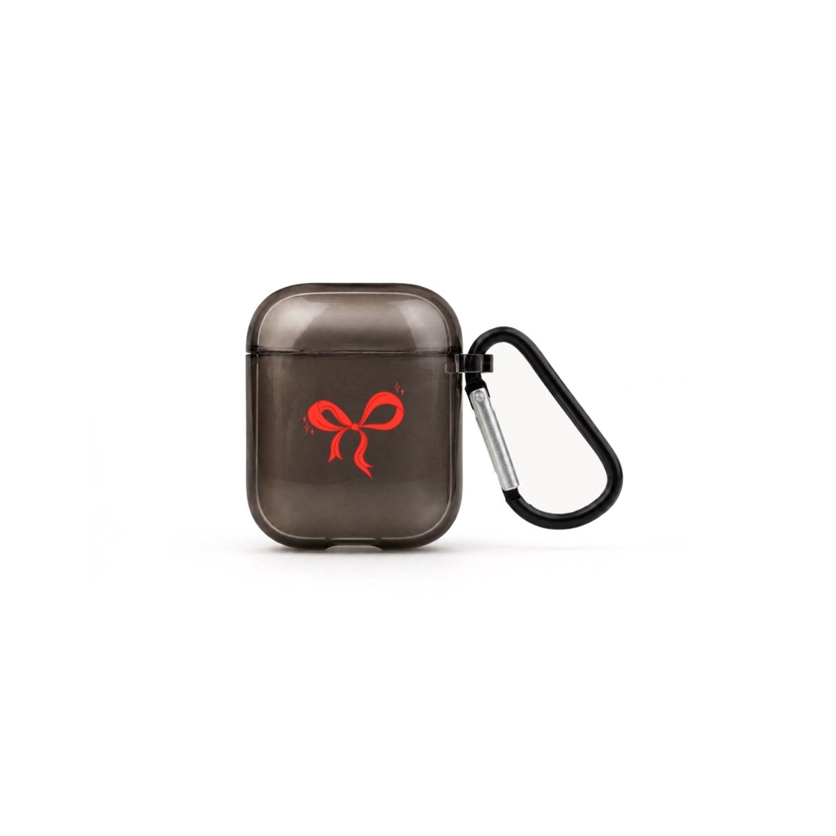 Red Bow AirPods Şeffaf Silikon Kılıf Siyah - Sumthincs
