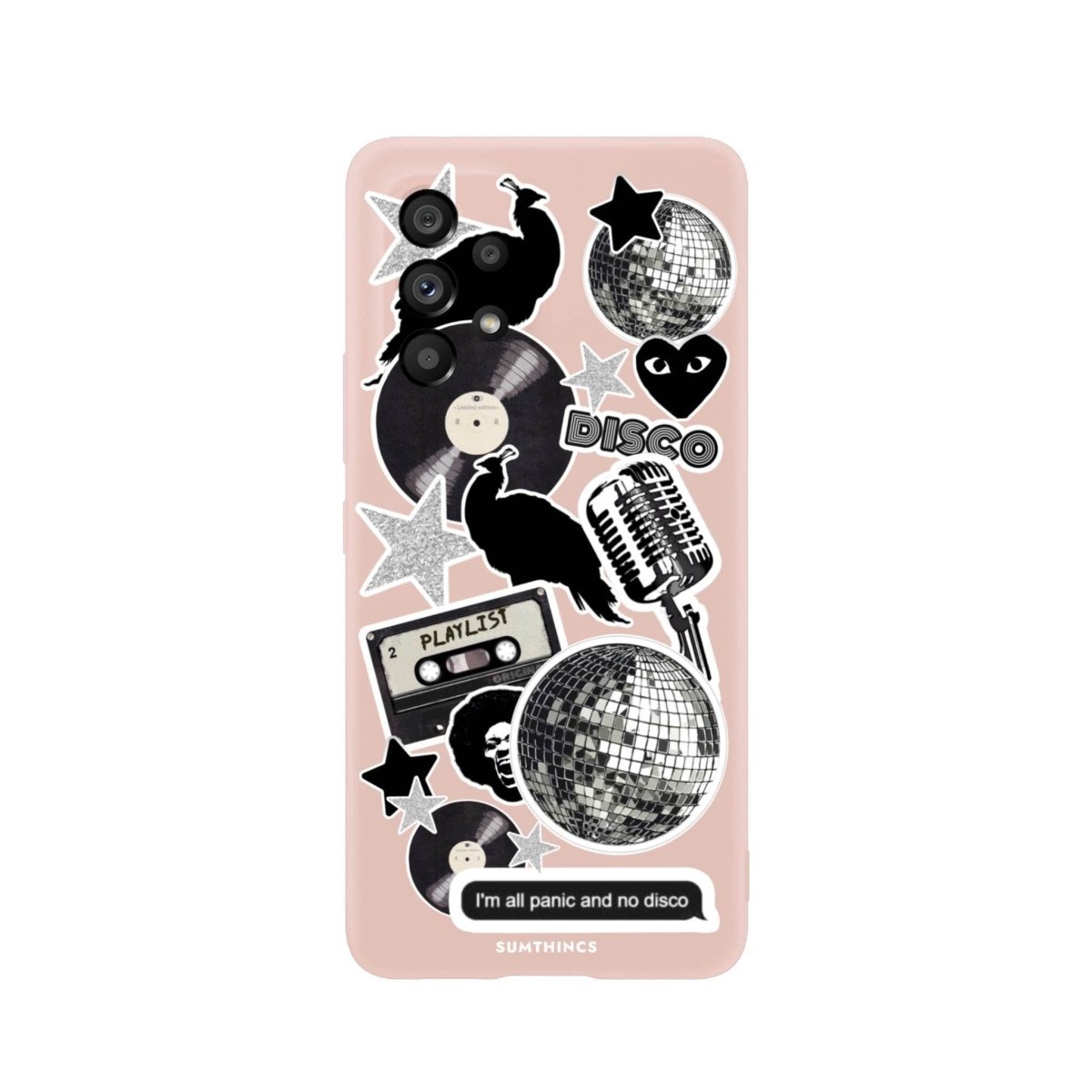 Samsung A06 Disco Stickers Premium Telefon Kılıfı Bej - SUMTHINCS