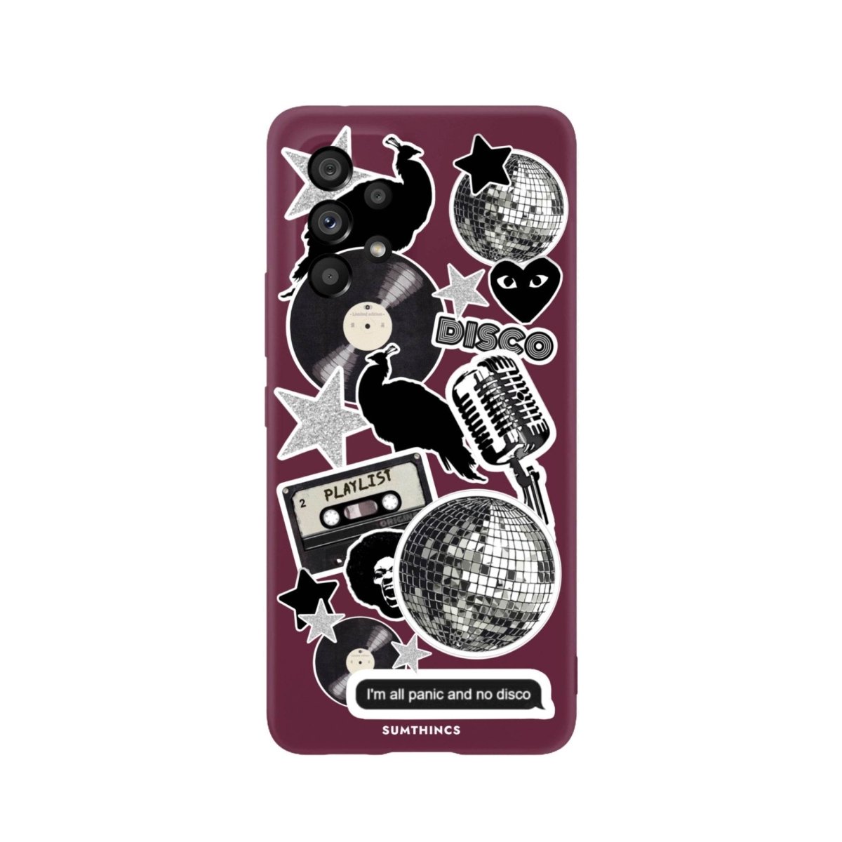 Samsung A06 Disco Stickers Premium Telefon Kılıfı Bordo - SUMTHINCS