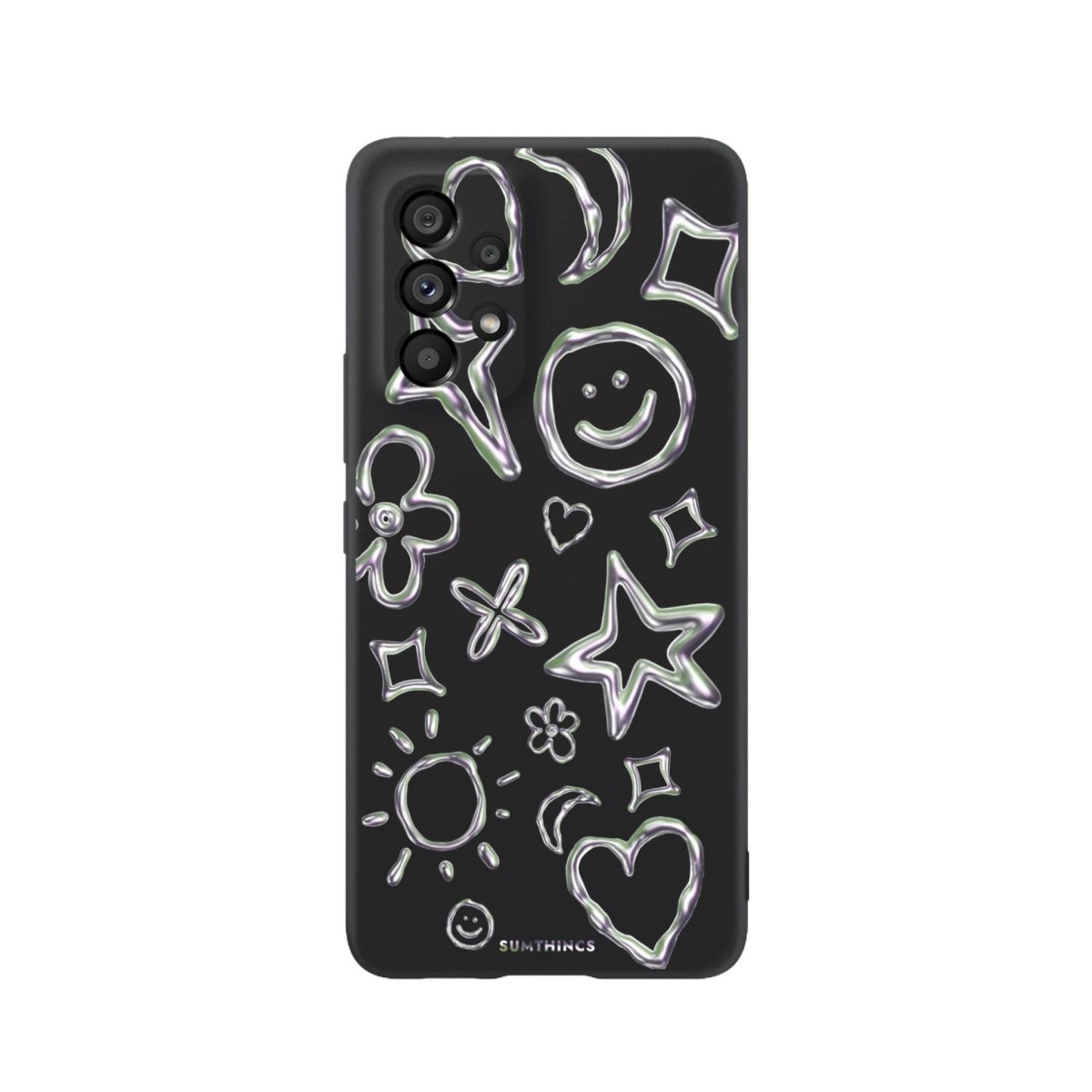 Samsung A06 Silver Doodles Premium Telefon Kılıfı Siyah - SUMTHINCS
