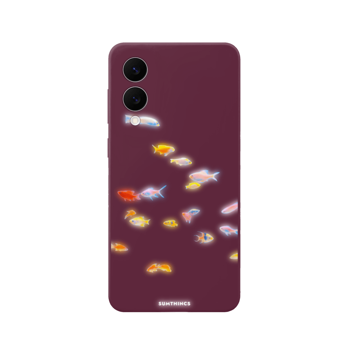 Samsung A07 Neon Fish Premium Telefon Kılıfı Bordo - SUMTHINCS
