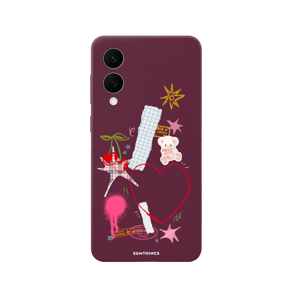 Samsung A07 Sweet Chaos Premium Telefon Kılıfı Bordo - SUMTHINCS