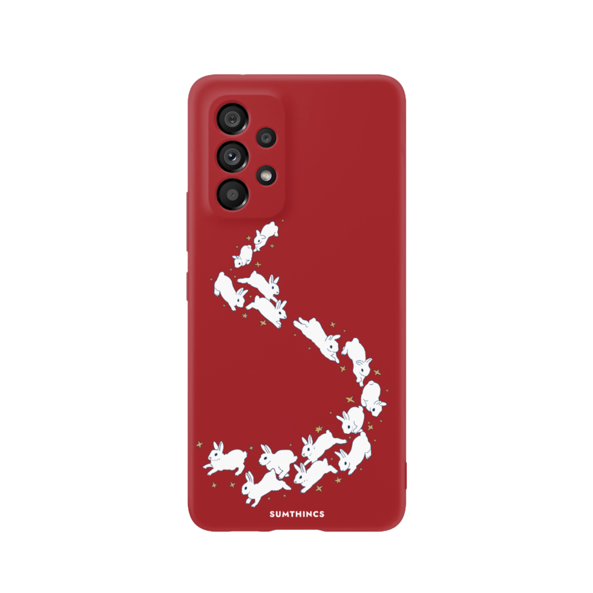 Samsung A13 Starry Bunnies Premium Telefon Kılıfı Kırmızı - SUMTHINCS