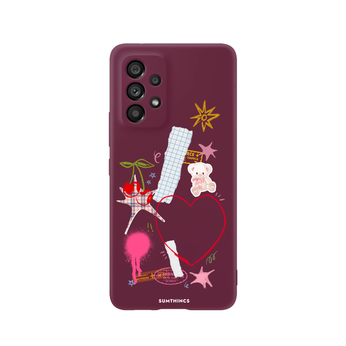 Samsung A73 Sweet Chaos Premium Telefon Kılıfı Bordo - SUMTHINCS