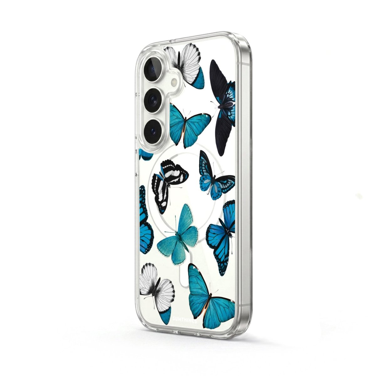 Samsung Blue Butterflies Clear Magsafe Telefon Kılıfı - Sumthincs