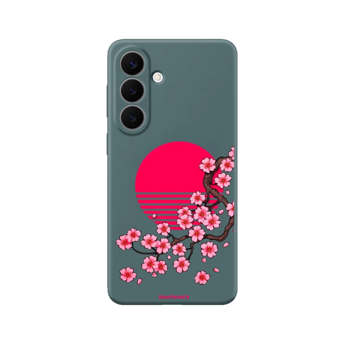 Samsung Cherry Blossom Dawn Premium Telefon Kılıfı Kaktüs Yeşili - Sumthincs