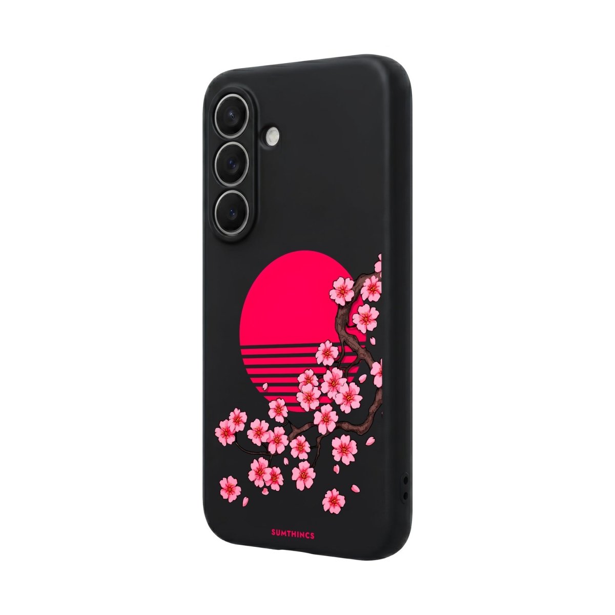 Samsung Cherry Blossom Dawn Premium Telefon Kılıfı Gri - Sumthincs