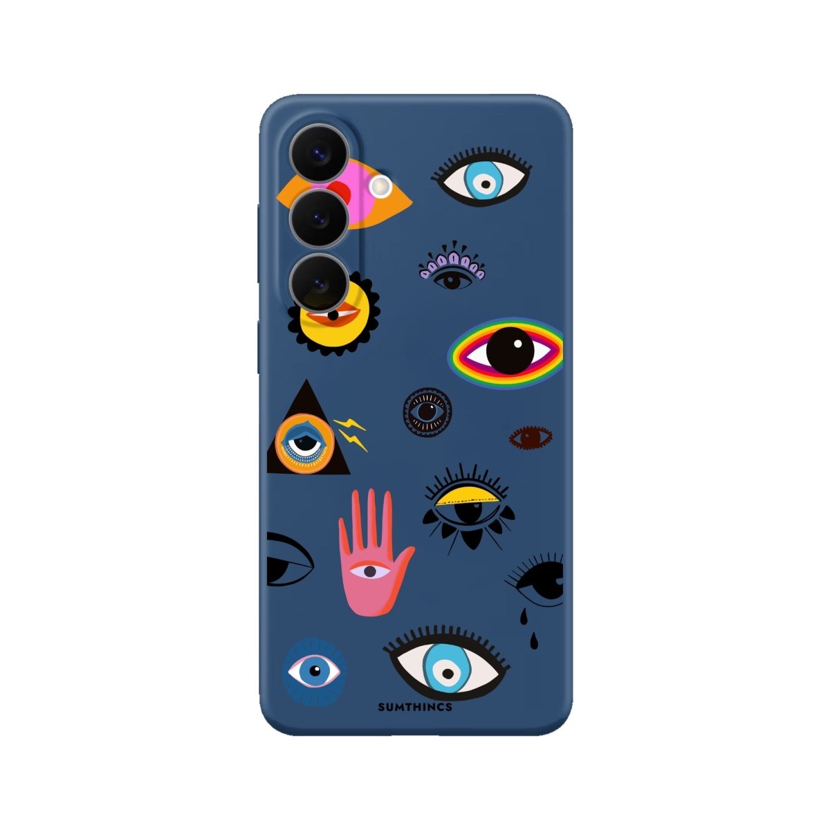 Samsung Eye Stickers Premium Telefon Kılıfı Pasifik Mavi - Sumthincs