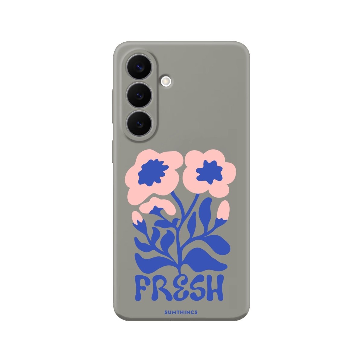 Samsung Fresh Flowers Premium Telefon Kılıfı Gri - Sumthincs