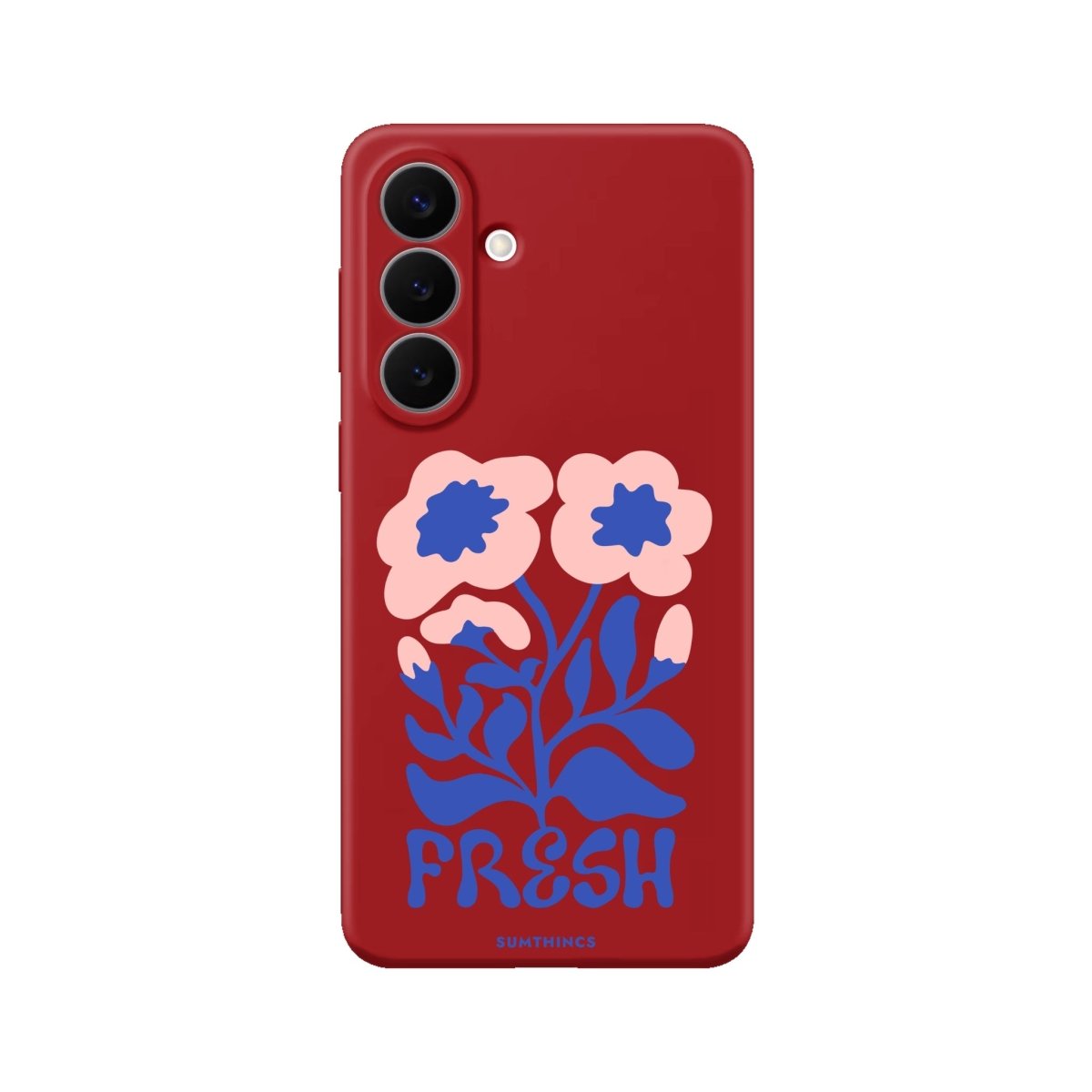Samsung Fresh Flowers Premium Telefon Kılıfı Kırmızı - Sumthincs