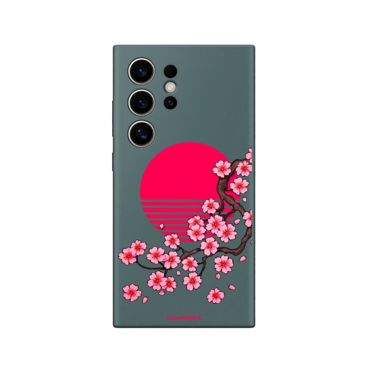 Samsung S22 Ultra Cherry Blossom Dawn Premium Telefon Kılıfı Kaktüs Yeşili - SUMTHINCS