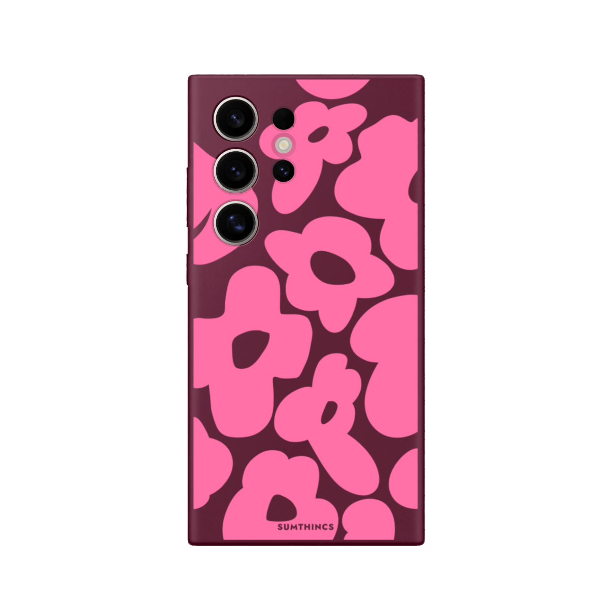 Samsung S22 Ultra Daisy Pop Premium Telefon Kılıfı Bordo - SUMTHINCS