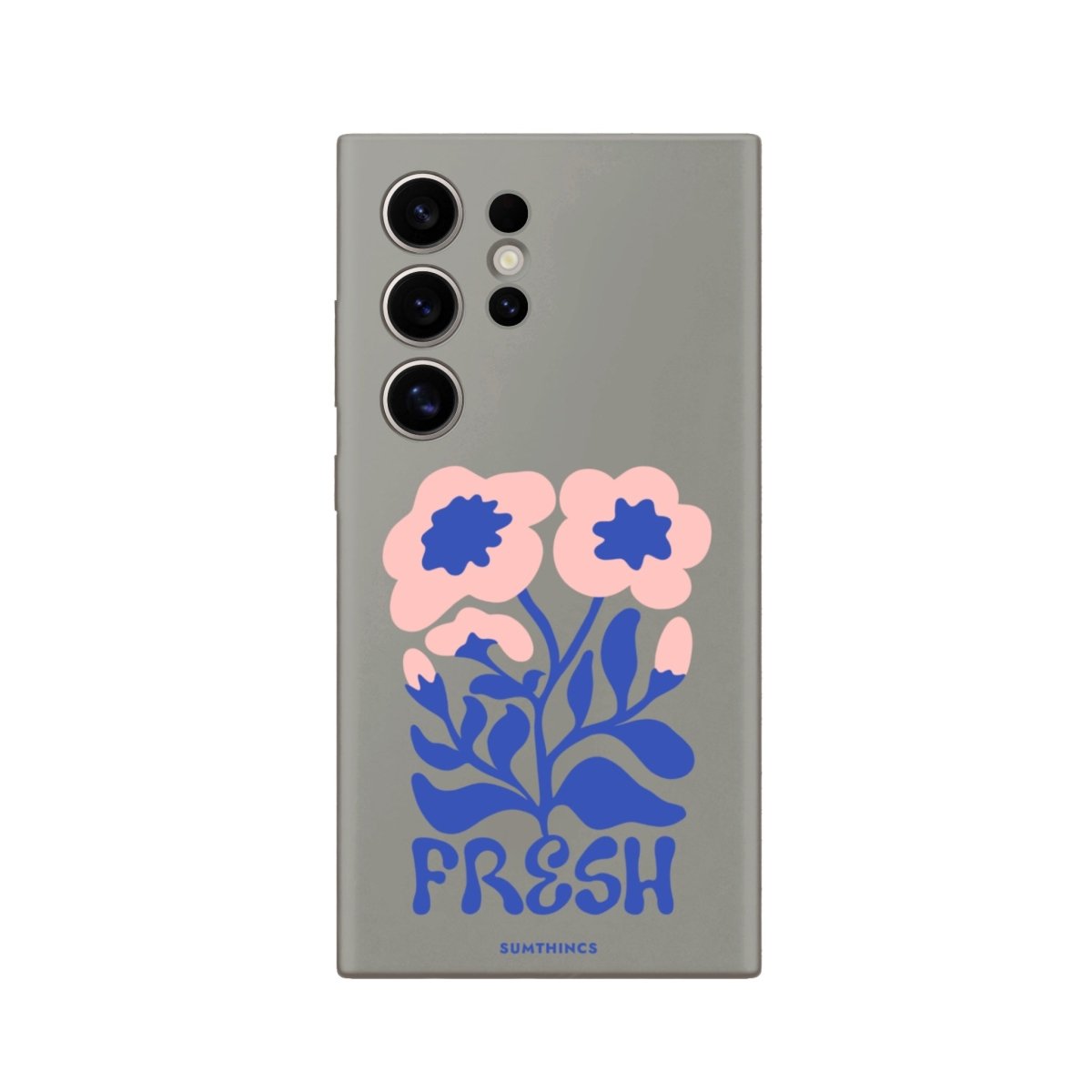 Samsung S22 Ultra Fresh Flowers Premium Telefon Kılıfı Gri - SUMTHINCS