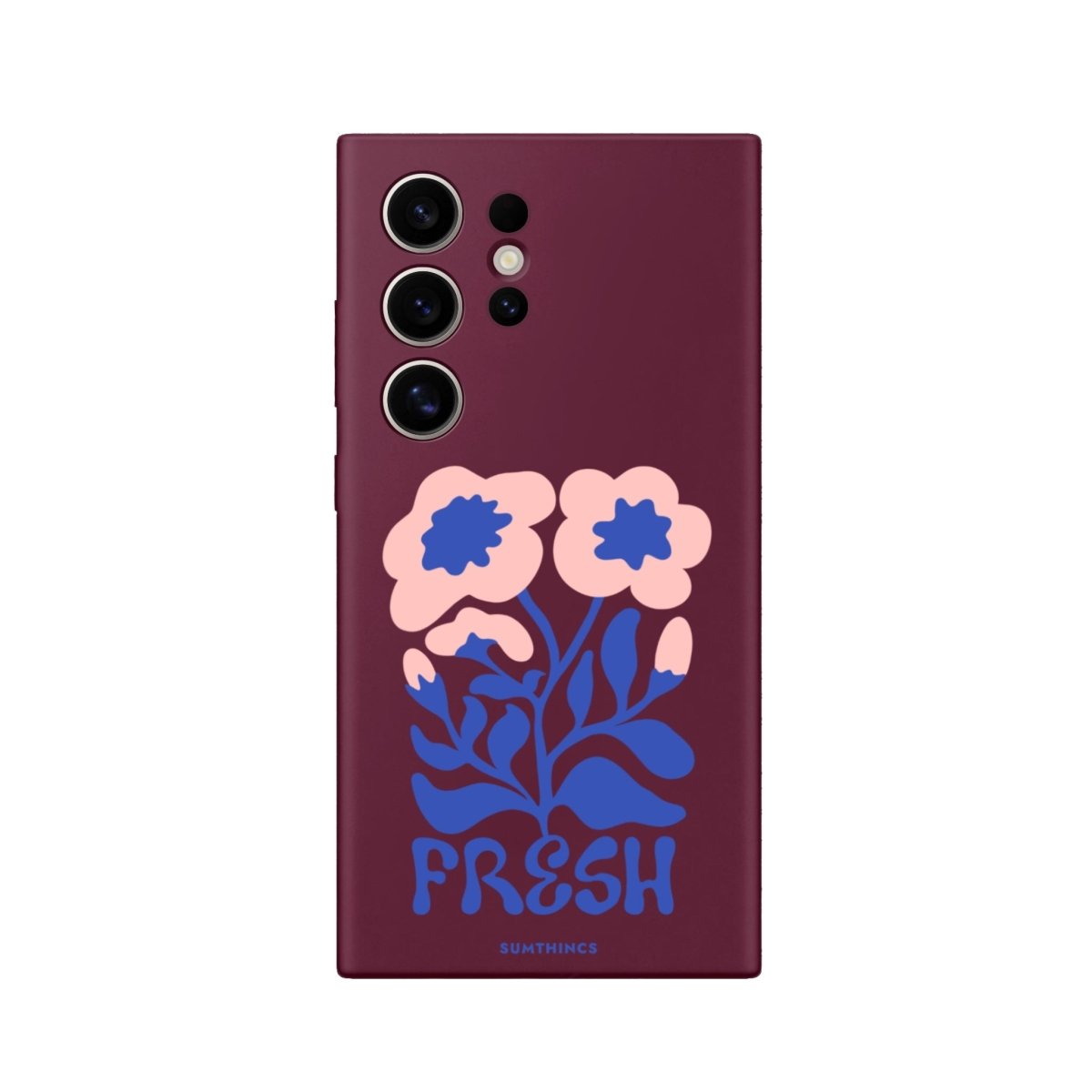 Samsung S22 Ultra Fresh Flowers Premium Telefon Kılıfı Bordo - SUMTHINCS