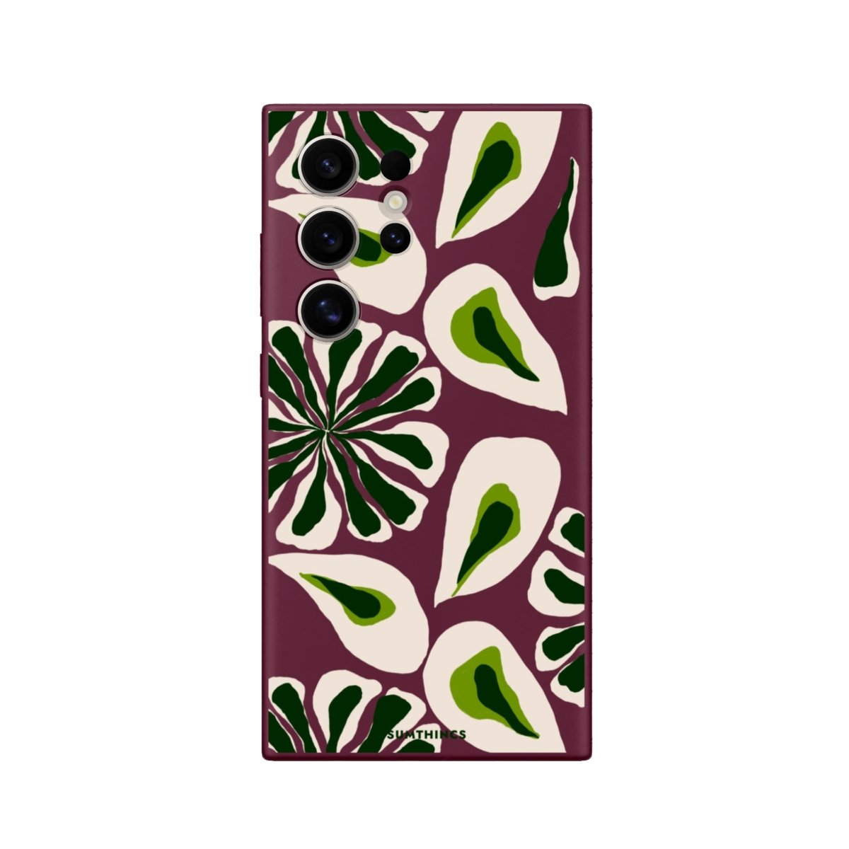 Samsung S22 Ultra Leafs Premium Telefon Kılıfı Bordo - SUMTHINCS