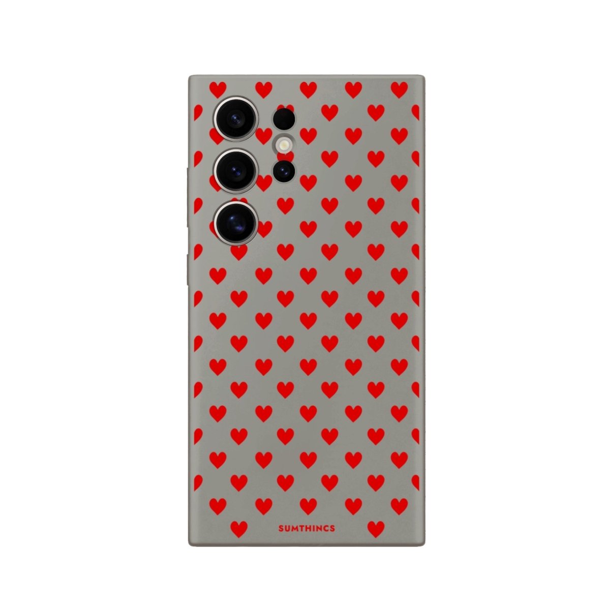 Samsung S22 Ultra Little Hearts Premium Telefon Kılıfı Gri - SUMTHINCS