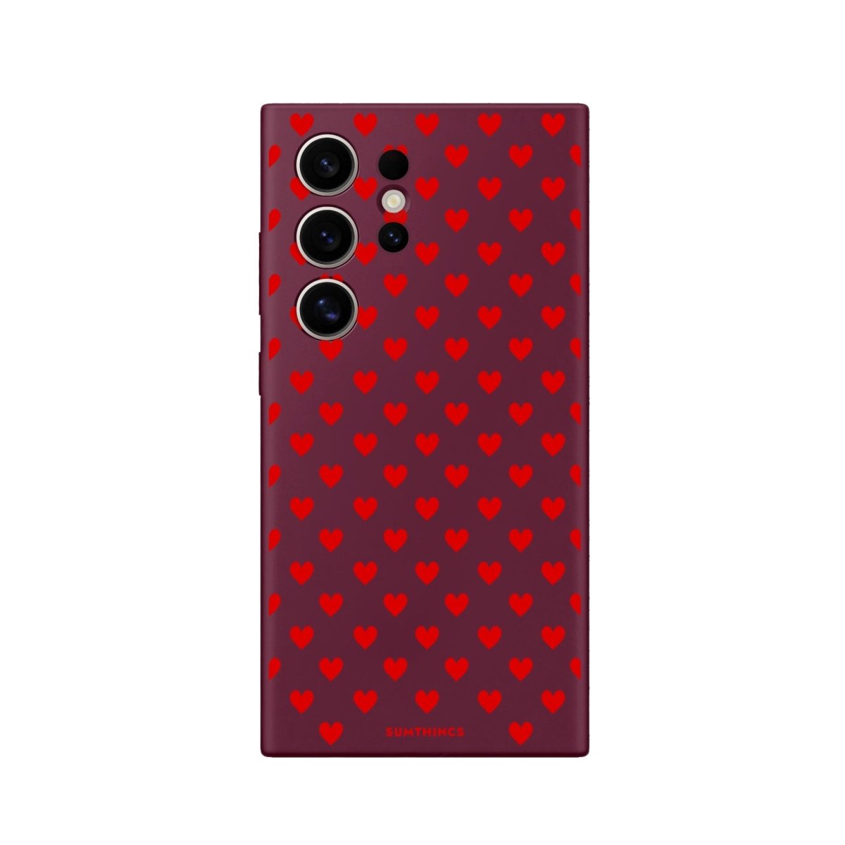 Samsung S22 Ultra Little Hearts Premium Telefon Kılıfı Bordo - SUMTHINCS