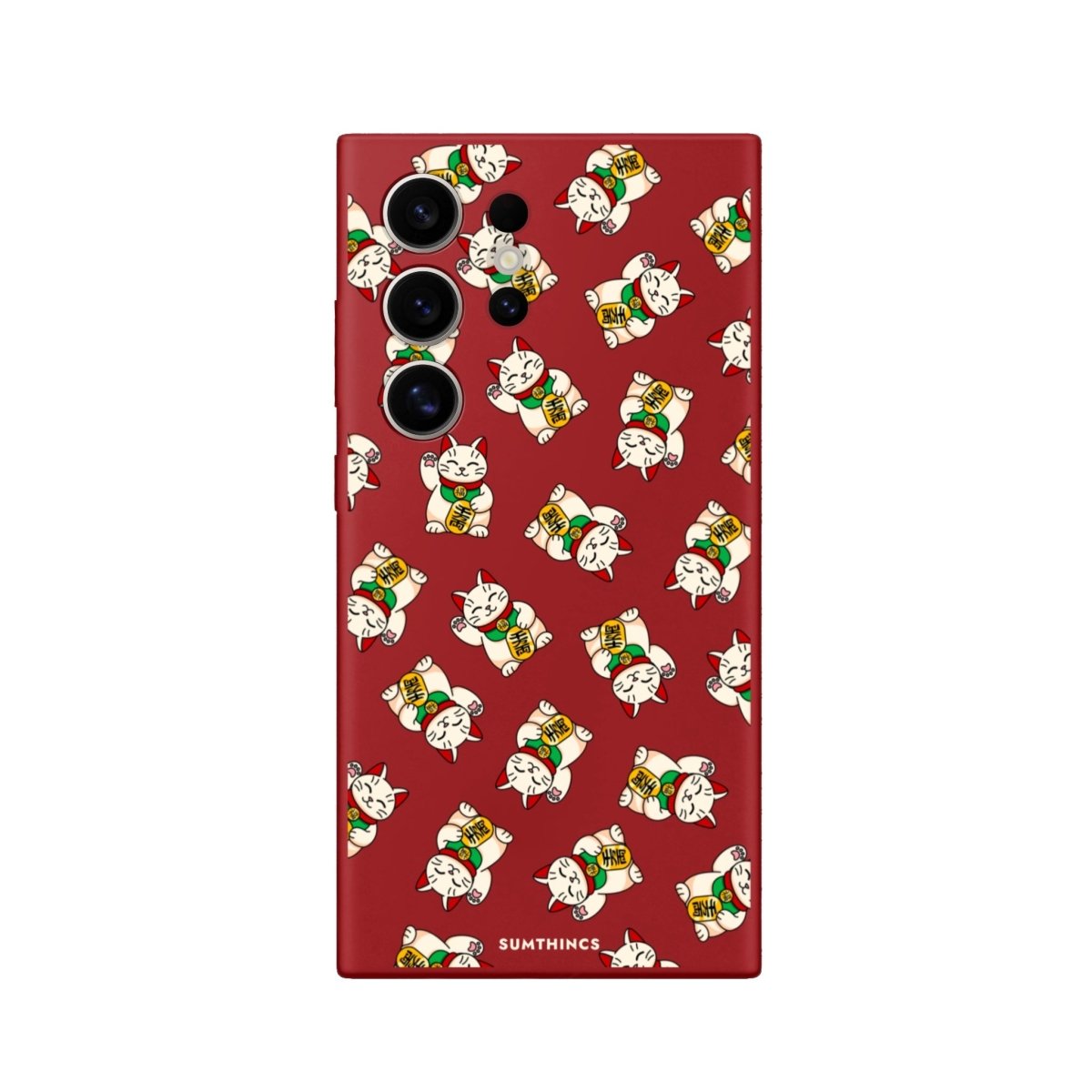Samsung S22 Ultra Maneki Neko Premium Telefon Kılıfı Kırmızı - SUMTHINCS
