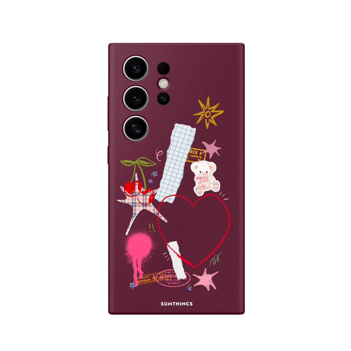 Samsung S22 Ultra Sweet Chaos Premium Telefon Kılıfı Bordo - SUMTHINCS