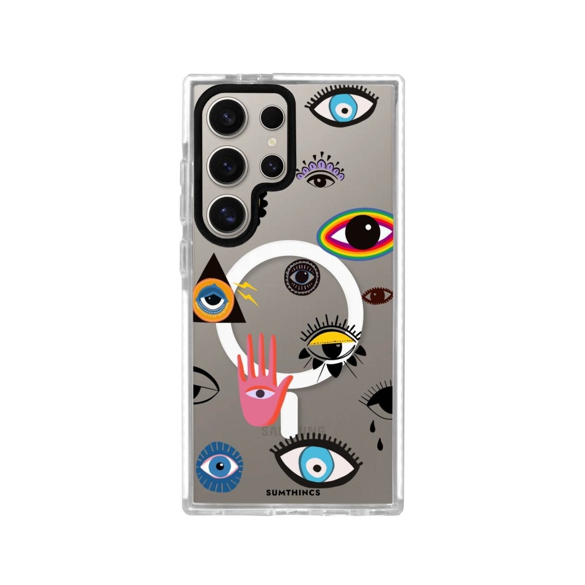 Samsung S23 Ultra Eye Stickers Magsafe Procase Şeffaf Telefon Kılıfı Beyaz Şeffaf - SUMTHINCS