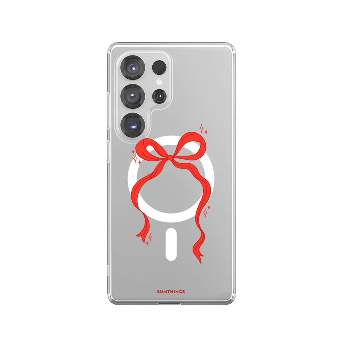 Samsung S23 Ultra Red Bow Clear Magsafe Telefon Kılıfı - SUMTHINCS