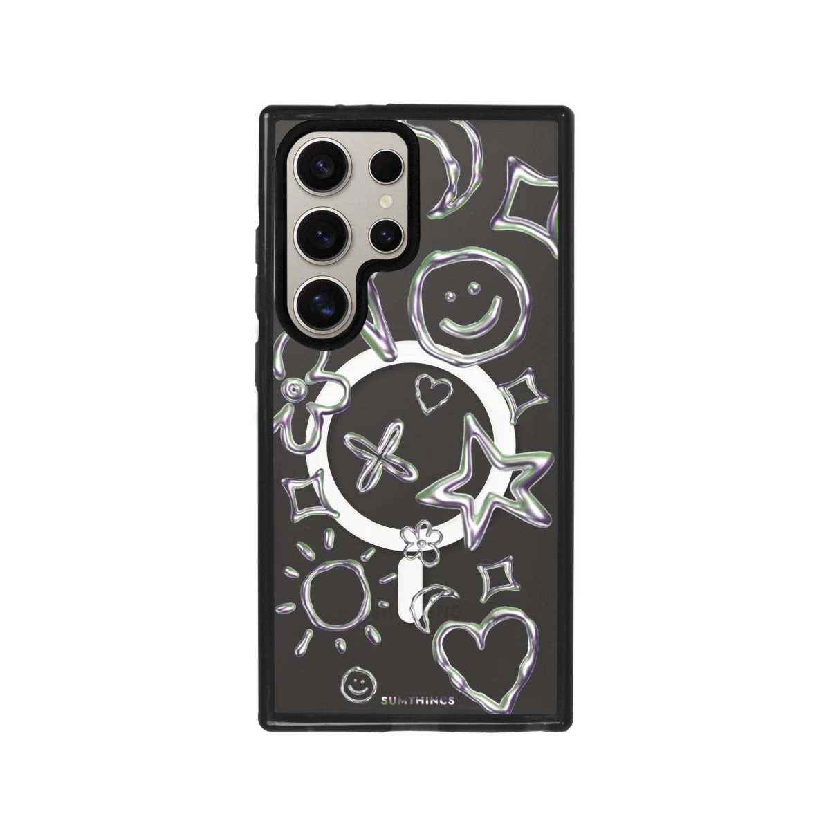 Samsung S23 Ultra Silver Doodles Magsafe Procase Şeffaf Telefon Kılıfı Antrasit - SUMTHINCS