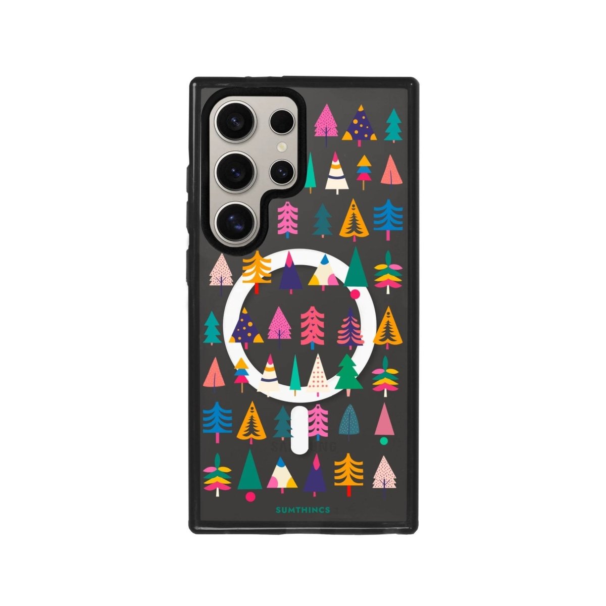 Samsung S23 Ultra Tiny Forest Magsafe Procase Şeffaf Telefon Kılıfı Antrasit - SUMTHINCS