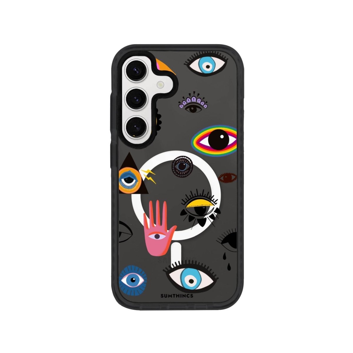 Samsung S24 Plus Eye Stickers Magsafe Procase Şeffaf Telefon Kılıfı Antrasit - SUMTHINCS