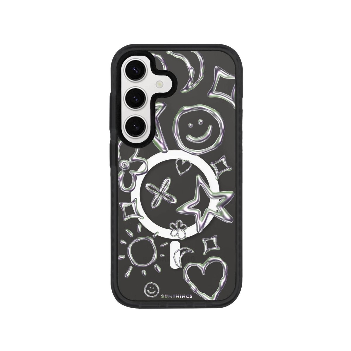 Samsung S24 Plus Silver Doodles Magsafe Procase Şeffaf Telefon Kılıfı Antrasit - SUMTHINCS