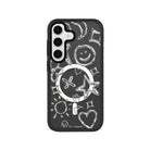Samsung S24 Plus Silver Doodles Magsafe Procase Şeffaf Telefon Kılıfı Antrasit - SUMTHINCS