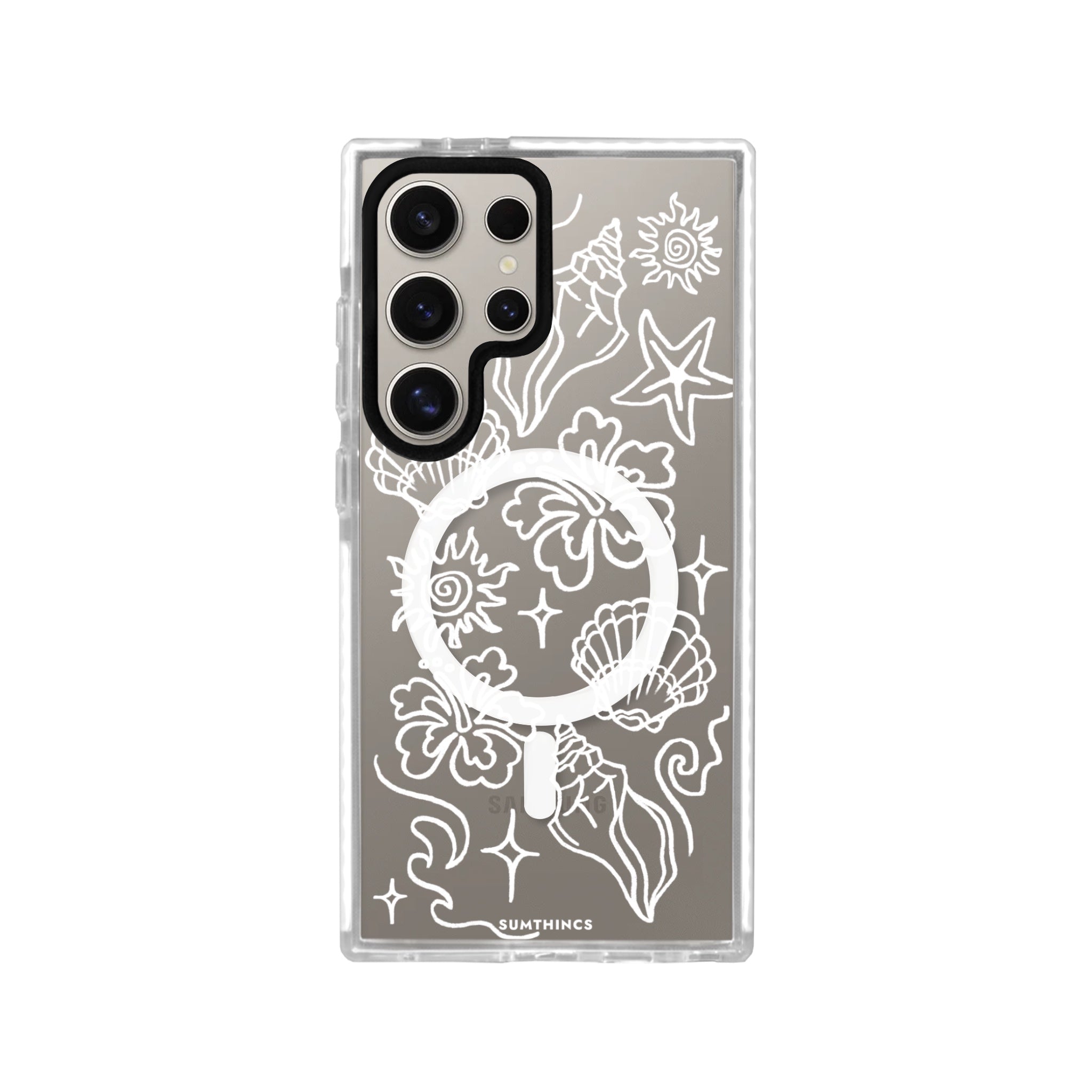 Samsung S24 Ultra Summer Sketch Magsafe Procase Şeffaf Telefon Kılıfı Beyaz Şeffaf - SUMTHINCS