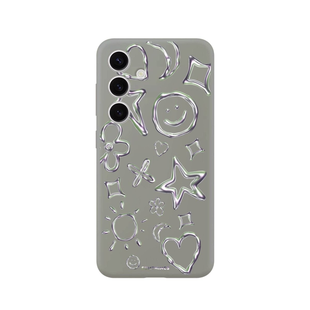 Samsung S25 Plus Silver Doodles Premium Telefon Kılıfı Gri - SUMTHINCS