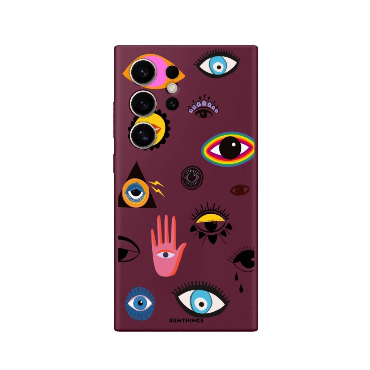 Samsung S25 Ultra Eye Stickers Premium Telefon Kılıfı Bordo - SUMTHINCS
