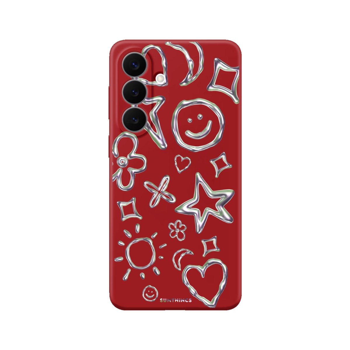 Samsung Silver Doodles Premium Telefon Kılıfı Kırmızı - Sumthincs