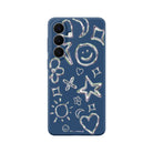 Samsung Silver Doodles Premium Telefon Kılıfı Pasifik Mavi - Sumthincs