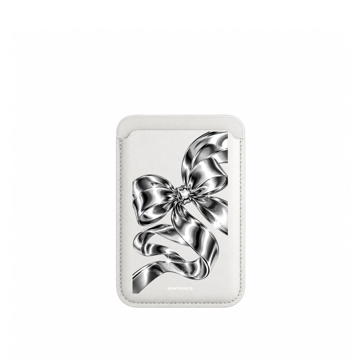 Silver Bow MagSafe Deri Cüzdan Wallet Beyaz - Sumthincs