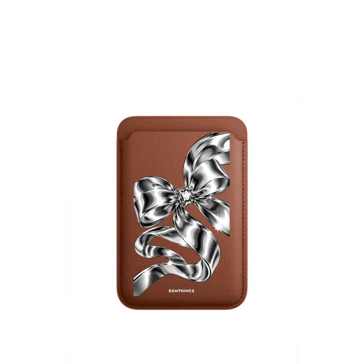 Silver Bow MagSafe Deri Cüzdan Wallet Kahverengi - Sumthincs