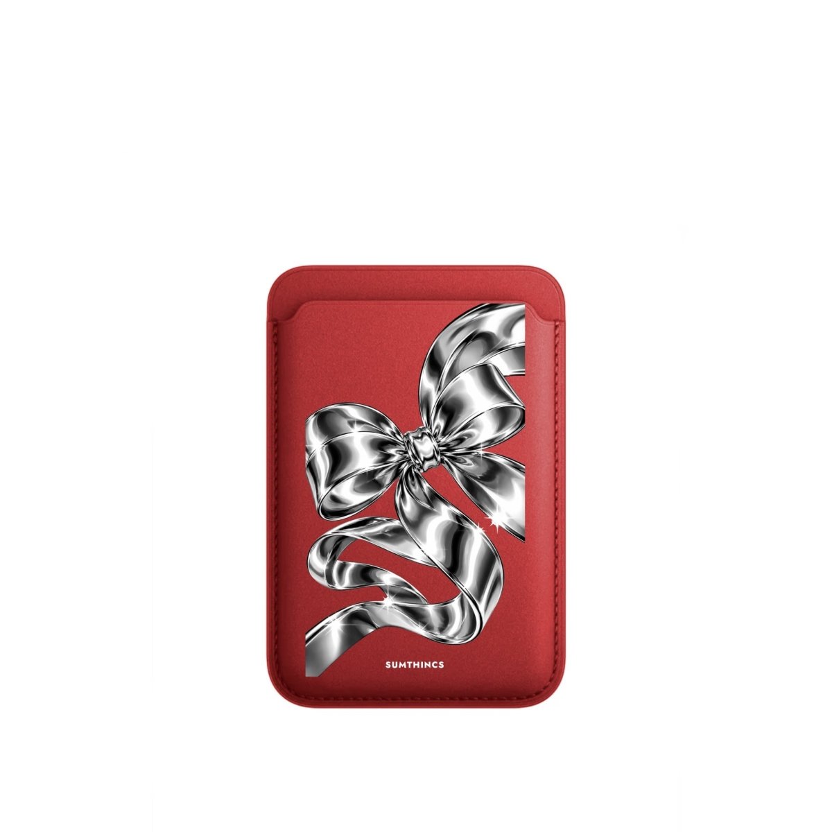 Silver Bow MagSafe Deri Cüzdan Wallet Kırmızı - Sumthincs