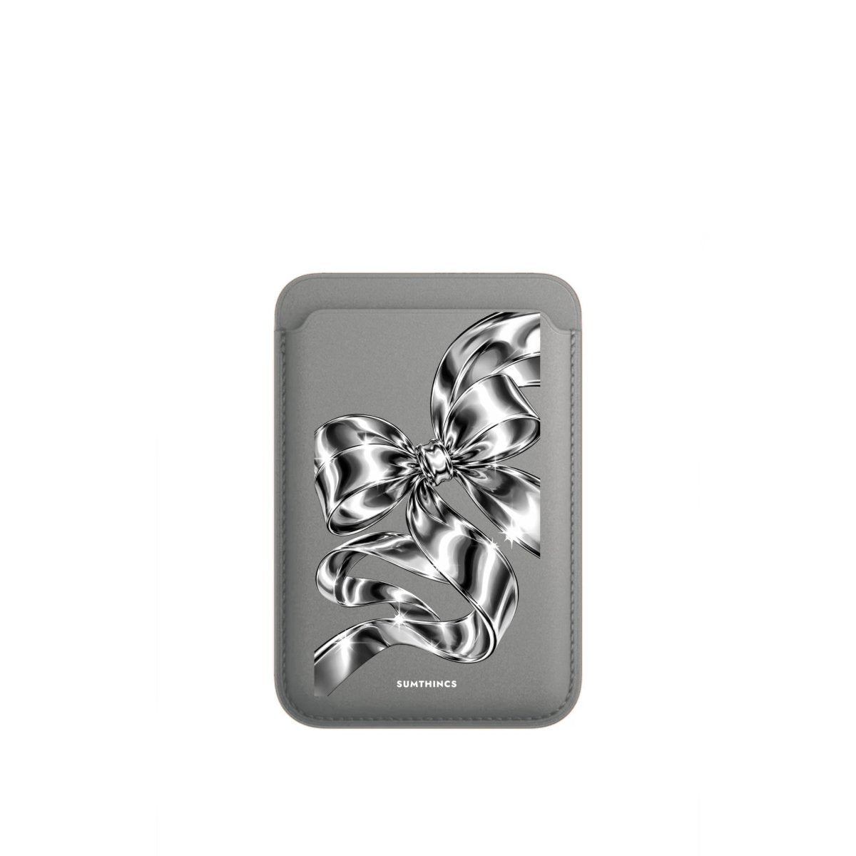 Silver Bow MagSafe Deri Cüzdan Wallet Gri - Sumthincs