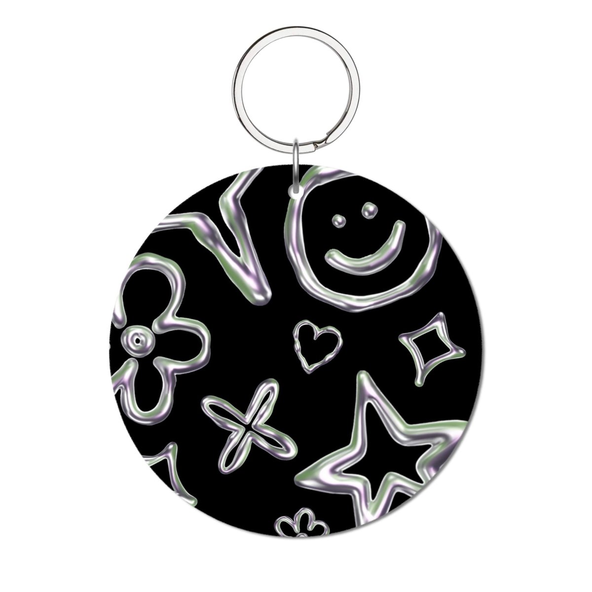 Silver Doodles Glossy Yuvarlak Anahtarlık - SUMTHINCS