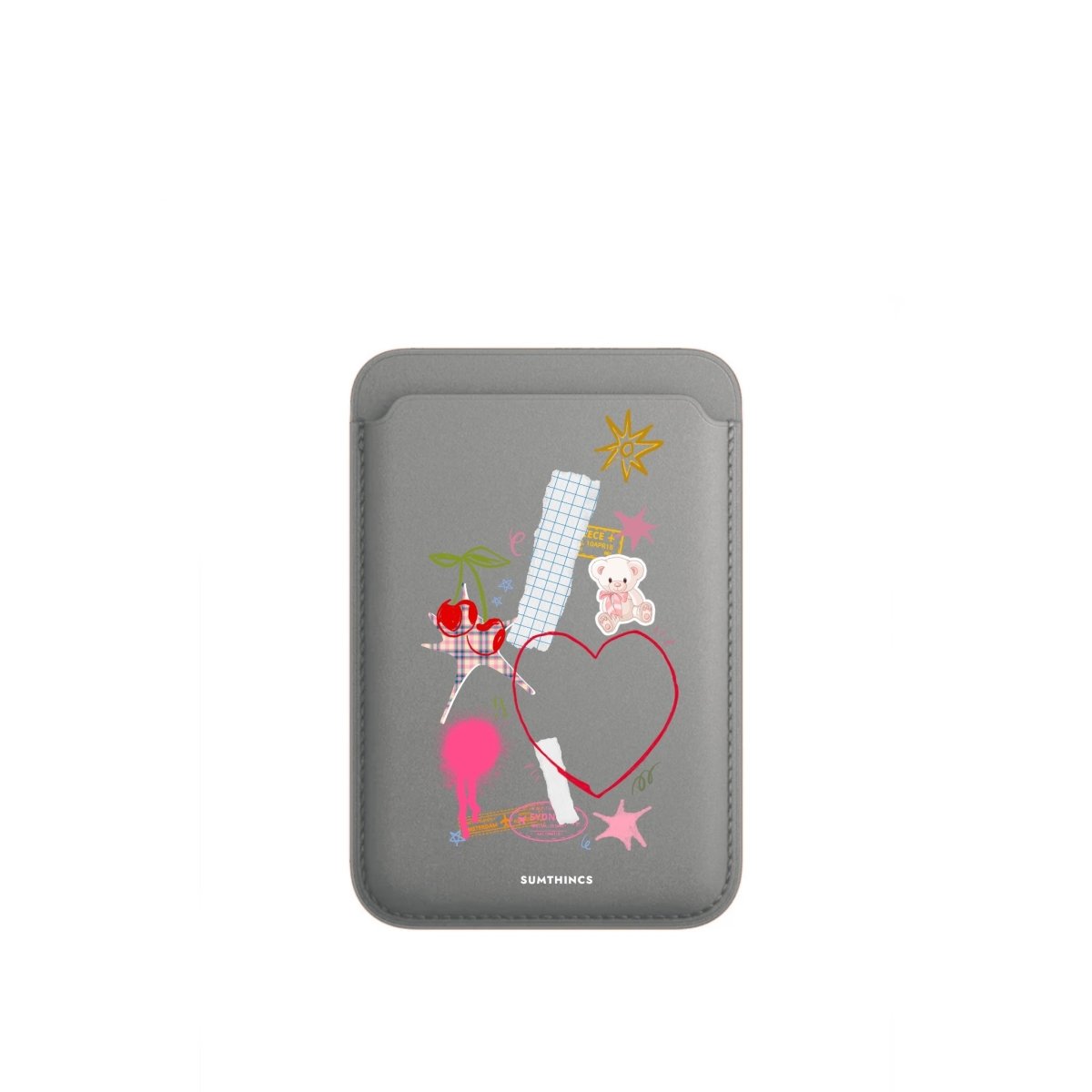 Sweet Chaos MagSafe Deri Cüzdan Wallet Gri - Sumthincs