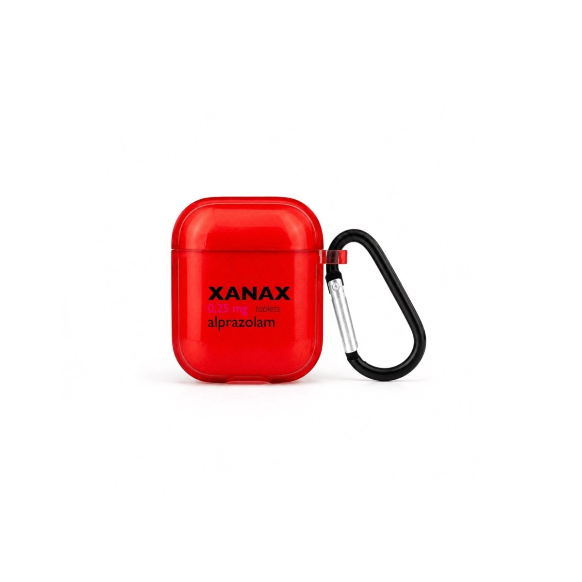Xanax AirPods 1. ve 2. Nesil Şeffaf Silikon Kılıf Kırmızı - Sumthincs