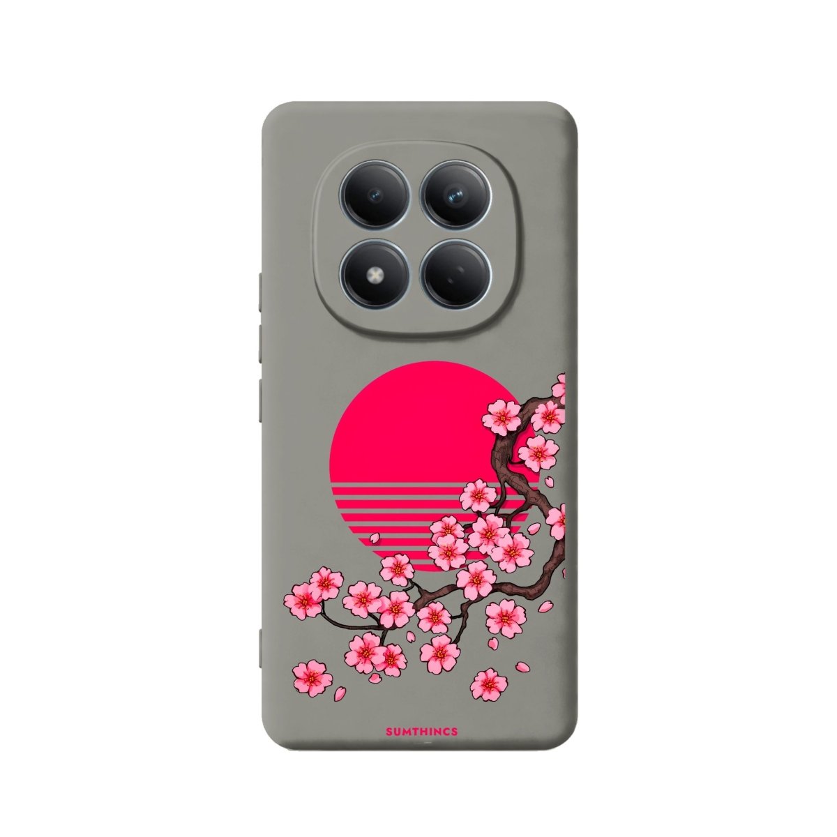 Xiaomi Cherry Blossom Dawn Premium Telefon Kılıfı Gri - Sumthincs