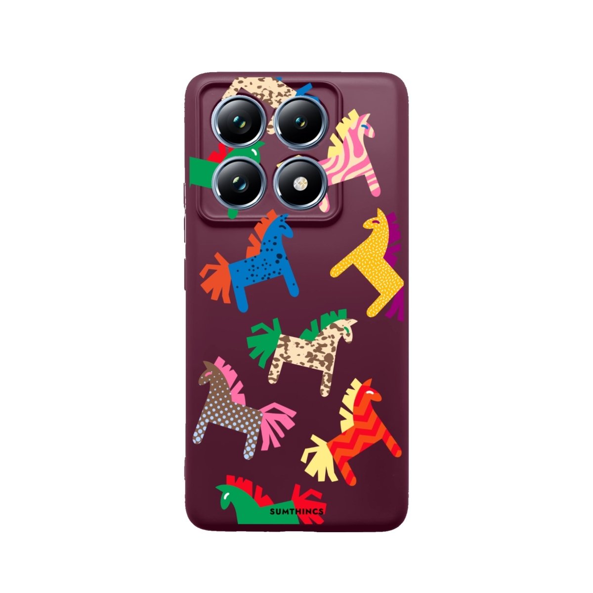 Xiaomi Mi 14T Pro Ponies Premium Telefon Kılıfı Bordo - SUMTHINCS