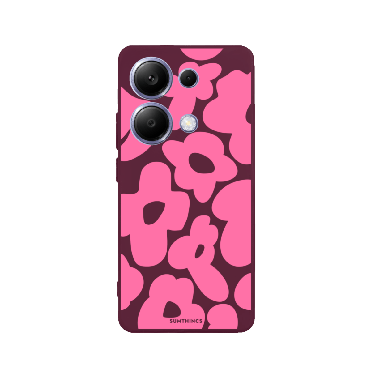 Xiaomi Redmi Note 14 Daisy Pop Premium Telefon Kılıfı Bordo - SUMTHINCS