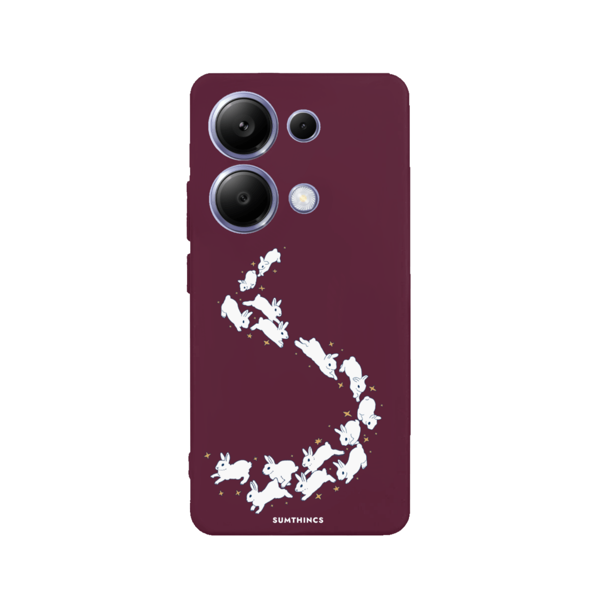Xiaomi Redmi Note 14 Starry Bunnies Premium Telefon Kılıfı Bordo - SUMTHINCS