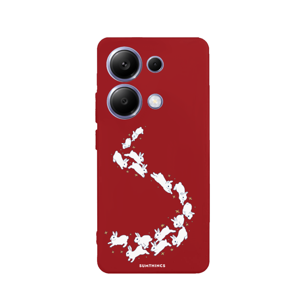 Xiaomi Redmi Note 14 Starry Bunnies Premium Telefon Kılıfı Kırmızı - SUMTHINCS